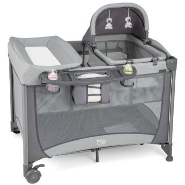 5 in 1 Baby Playpen with Removable Cradle, Gray