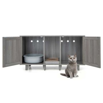 Туалет для кошек 120x52x65см, серого цвета