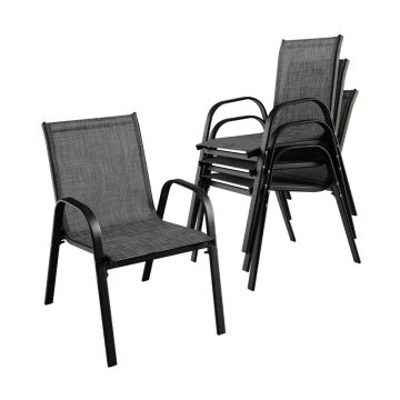Набор из 2 садовых стульев 56x70x84см, серый/чёрный