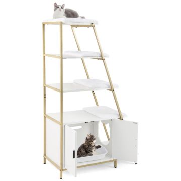 Туалет для кошек 92,5x49x149см, белого/золотого цвета