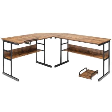 Письменный стол 170x150x75см, коричневый/чёрный цвет