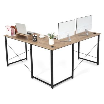Письменный стол 150x150x74см, светло-коричневый/черный цвет