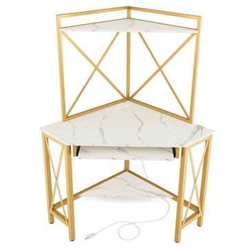Письменный стол 113x80x145 см, белый/золотой цвет