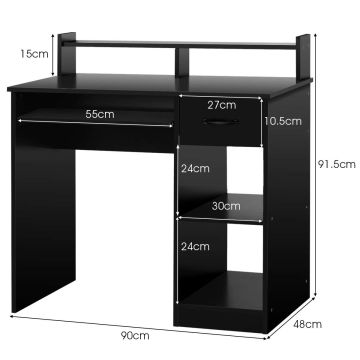 Письменный стол 90x48x91,5см, черного цвета