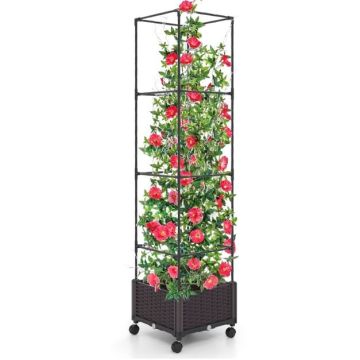 Коробка для цветов с решеткой 40x40x170см, темно-коричневый/черный цвет