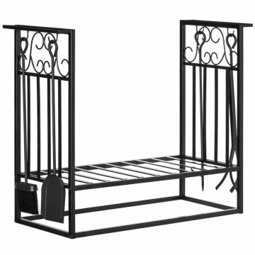 Подставка для дров Homcom 75x30x60 см, черная.