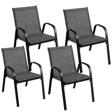 Комплект из 4 садовых стульев 56x70x84см, серо-черного цвета
