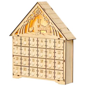 Joulukalenteri Homcom 26,6x6x30cm., vaaleanruskea