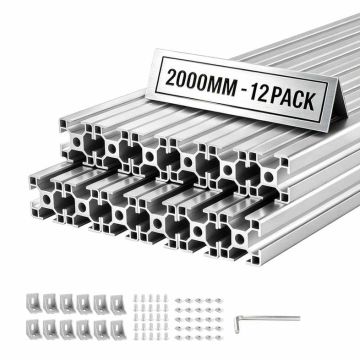 Alumiininen ekstruusioprofiilisarja VEVOR 3030T-200-12-Y, 12 kpl, Hopeanvärinen