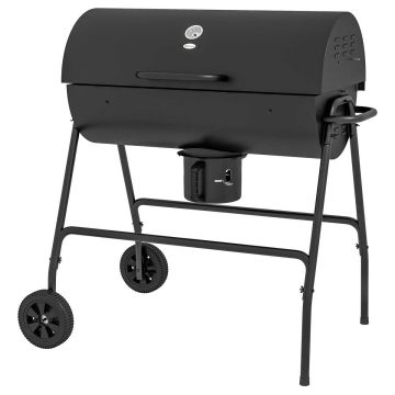 Hiiligrilli savustimella Outsunny 95x71,5x102cm, musta/hopea