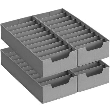 SONGMICS RUS015G01 Underwear Organizer, 4-piece Set, Gray, 50 × 10 × 22 cm