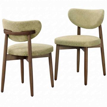 Upholstered kitchen chair set of 2 pcs., ergonomic backrest, beige color