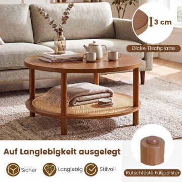 Round coffee table, two-tier, Ø 80.01 × 45.72 cm