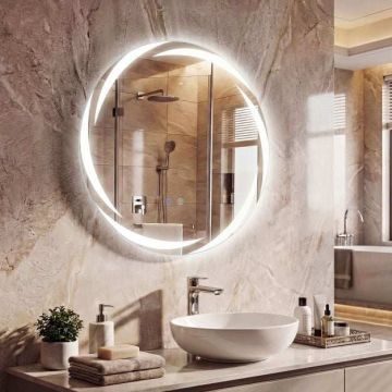 Round LED bathroom mirror, 3 color temperatures, silver color, Ø 60 × 3 cm