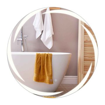 Round LED bathroom mirror, 3 color temperatures, silver color, Ø 80 × 3 cm