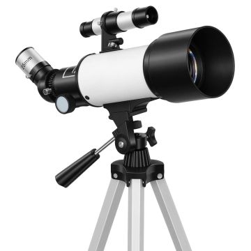 Astronomijos teleskopas pradedantiesiems, 70 mm objektyvas, balta + juoda