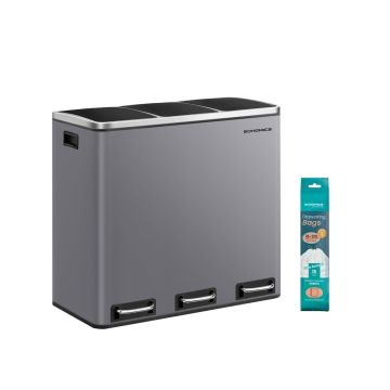 SONGMICS waste sorting bin, 3 × 18 l, 61 × 55.5 × 31.5 cm