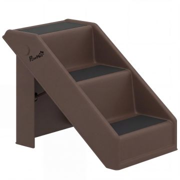 Lemmikkiportaat, 3 askelmaa, Ruskeat, 53 × 36,5 × 30,5 cm