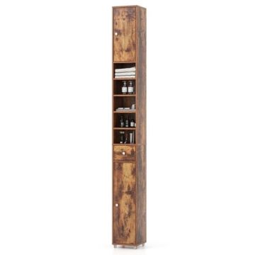 Tall bathroom cabinet, 2 doors, 1 drawer, Brown, 20 × 180 × 20 cm