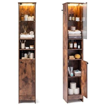 Tall bathroom cabinet, With LED lighting, 30 × 30 × 170 cm