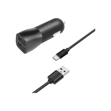 Autolaturi Fixed Dual USB Cable, 2 USB-porttia