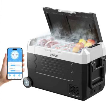 Kompressorijääkaappi autoon VEVOR EA35-D, 35 l, kaksi vyöhykettä, Musta, 44 × 52 × 71 cm