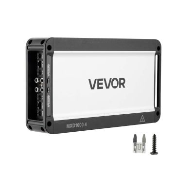 Autohifivahvistin VEVOR MXD1000.4, nelikanavainen, 264 × 145 × 48 mm