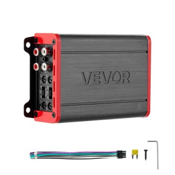 Autovahvistin VEVOR MXD200.4, 4-kanavainen, Harmaa, 140 × 85 × 41 mm