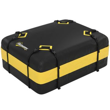 Auton kattotavaralaukku, 424,5 l, musta/keltainen, 112 × 43 × 86 cm