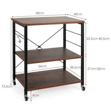 Кухонная тележка 60x40x73,5 см, коричневого/черного цвета