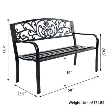 Puutarhapenkk 127x59,69x85cm, musta väri