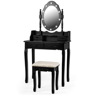 Туалетный столик с табуретом 75x40x146см, черного цвета