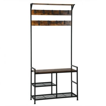 Vaatehenkari 84x30,5x183cm, musta/ruskea