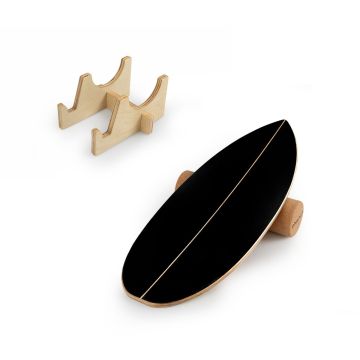 Balance board, with cork roller and storage stand, 31 × 11 in