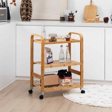 Bamboo kitchen cart, 3 tiers, 58 × 76 × 33 cm