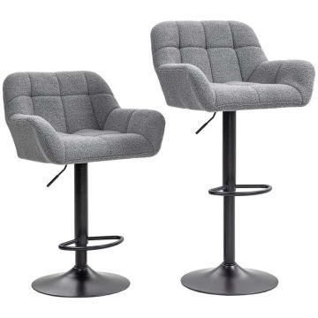 Baarituolit, 2 kpl, Harmaat/mustat, 57,5 × 52,5 × 93–114 cm