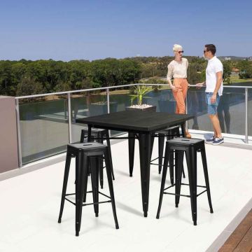 Bar stool set, 4 pcs., seat height 62 cm, Green/black, 43 × 43 × 79 cm