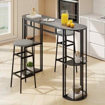 Bar table, 4 shelves, Black, 150 × 40 × 105 cm