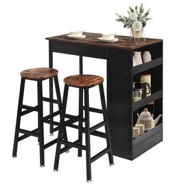 Bar table set, with 2 chairs, 91 × 91 × 49 cm