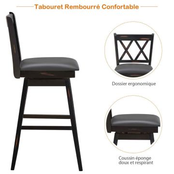 Bar stools, 2 pcs, 49 × 108 × 53 cm