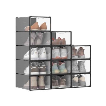 Kenkälaatikot SONGMICS LSP312, 12 kpl, Läpinäkyvä, 33,2 × 23 × 14,5 cm