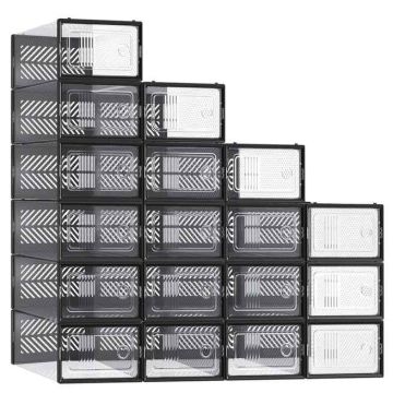 SONGMICS Shoe Storage Boxes, 18 pcs, for shoes up to size 44, 33.1 × 23 × 14 cm