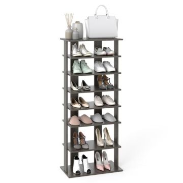Kenkähylly, 7 tasoa, 2 riviä, Harmaa, 47 × 25,5 × 110 cm