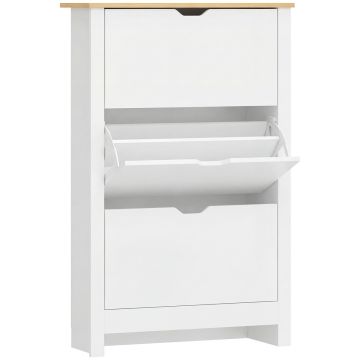 Обувной шкаф Homcom 72x26x112см, белый/светло-коричневый