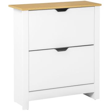 Обувной шкаф Homcom 72x26x80см, белый/светло-коричневый
