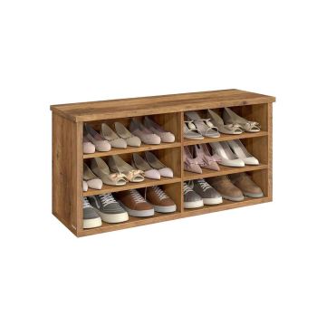Shoe bench VASAGLE, 6 adjustable shelves, Brown, 100 × 50 × 29.5 cm