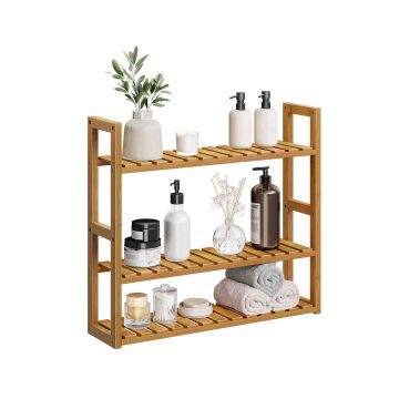 Kylpyhuoneen hylly 15x60x54cm, vaaleanruskea