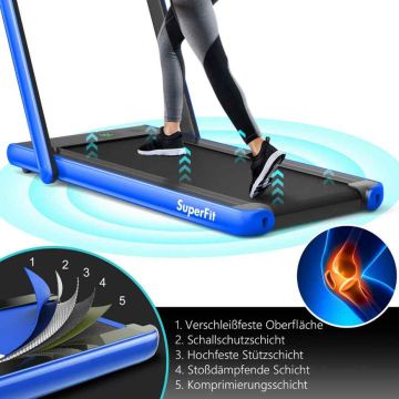 Treadmill, 2 modes, Blue, 133.5 × 68.5 × 12.5 cm