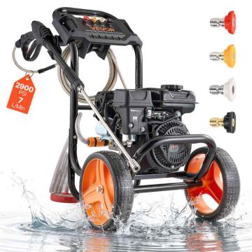 Bensiinikäyttöinen painepesuri VEVOR 2500BP, 4 suuttimella, Musta/oranssi, 71 × 44 × 37 cm
