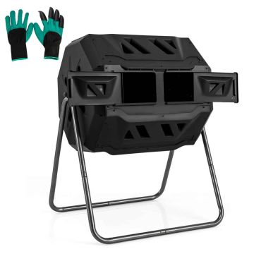Rotating compost bin, 2 chambers, 160 l, 74 × 63 × 93 cm